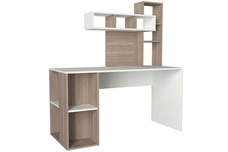 Skrivbord Lundskog 140 cm med Förvaring Hyllor - Vit/Natur - Möbler - Bord & matgrupp - Kontorsbord - Skrivbord