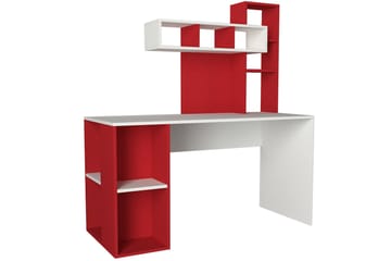 Skrivbord Lundskog 140 cm med Förvaring Hyllor - Vit/Röd - Möbler - Bord & matgrupp - Kontorsbord - Skrivbord