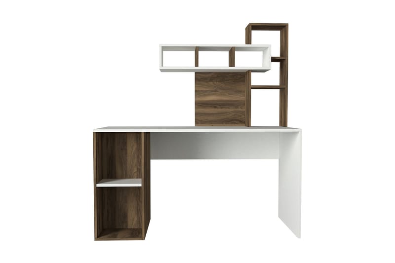 Skrivbord Lundskog 140 cm med Förvaring Hyllor - Vit/Valnötsbrun - Möbler - Bord & matgrupp - Kontorsbord - Skrivbord