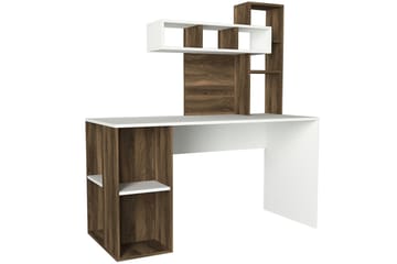 Skrivbord Lundskog 140 cm med Förvaring Hyllor - Vit/Valnötsbrun - Möbler - Bord & matgrupp - Kontorsbord - Skrivbord