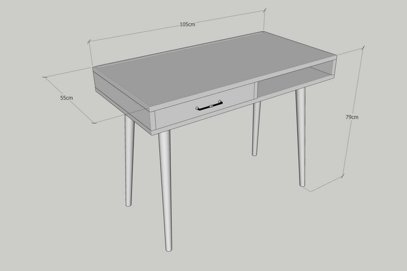 Skrivbord Lundtorp 105 cm med Förvaring Hylla + Låda - Brun - Skrivbord - Datorbord