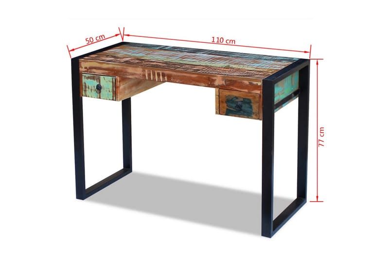Skrivbord massivt återvunnet trä - Brun - Skrivbord - Datorbord