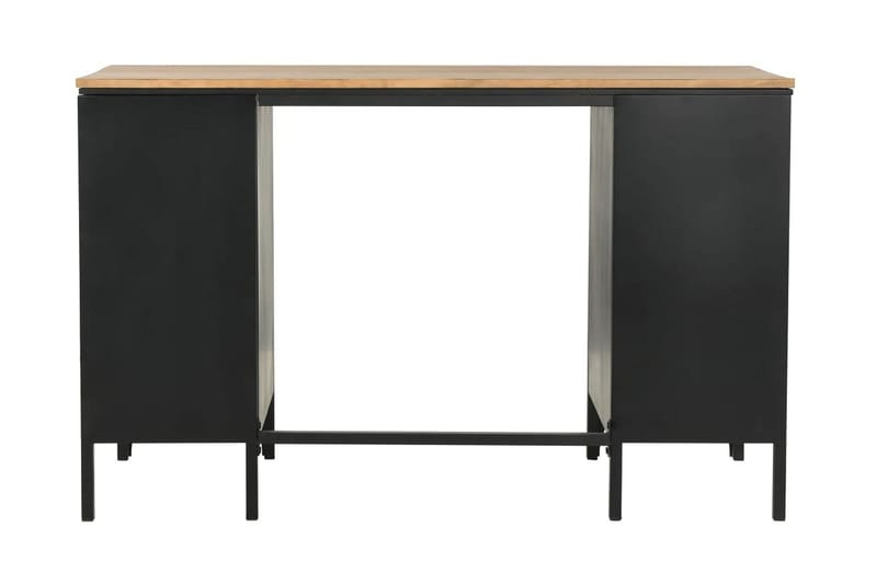 Skrivbord massivt furuträ och stål 120x50x76 cm - Svart - Skrivbord - Datorbord