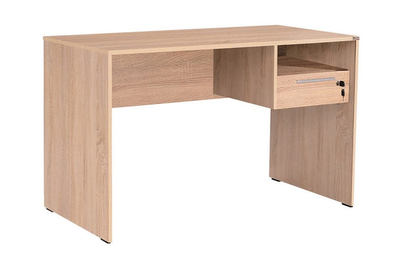 Skrivbord Mazirbe 120 cm med Förvaring Hyllor + Låsbar Låda - Natur - Möbler - Bord & matgrupp - Kontorsbord - Skrivbord