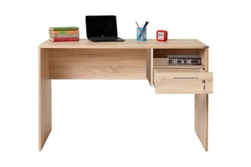Skrivbord Mazirbe 120 cm med Förvaring Hyllor + Låsbar Låda - Natur - Möbler - Bord & matgrupp - Kontorsbord - Skrivbord