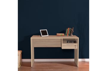 Skrivbord Mazirbe 120 cm med Förvaring Hyllor + Låsbar Låda - Natur - Möbler - Bord & matgrupp - Kontorsbord - Skrivbord