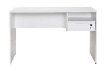 Skrivbord Mazirbe 120 cm med Förvaring Hyllor + Låsbar Låda - Vit - Möbler - Bord & matgrupp - Kontorsbord - Skrivbord