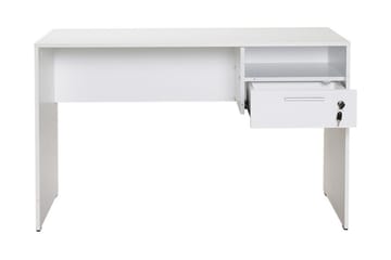 Skrivbord Mazirbe 120 cm med Förvaring Hyllor + Låsbar Låda - Vit - Möbler - Bord & matgrupp - Kontorsbord - Skrivbord