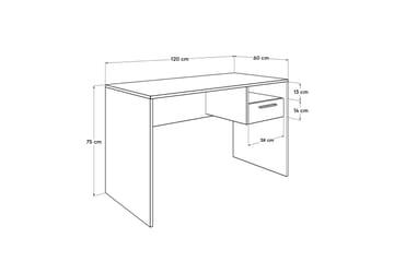 Skrivbord Mazirbe 120 cm med Förvaring Hyllor + Låsbar Låda - Vit - Möbler - Bord & matgrupp - Kontorsbord - Skrivbord