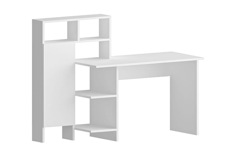 Skrivbord Mazirbe 135 cm med Förvaring Hyllor + Skåp - Vit - Skrivbord - Datorbord