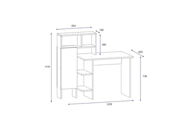 Skrivbord Mazirbe 135 cm med Förvaring Hyllor + Skåp - Vit - Möbler - Bord & matgrupp - Kontorsbord - Skrivbord