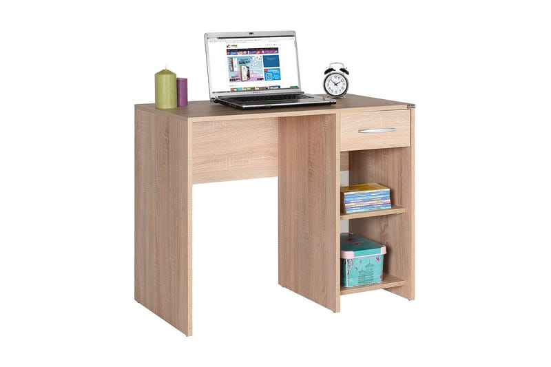 Skrivbord Mazirbe 90 cm med Förvaring Låda + Hyllor - Natur - Skrivbord - Datorbord