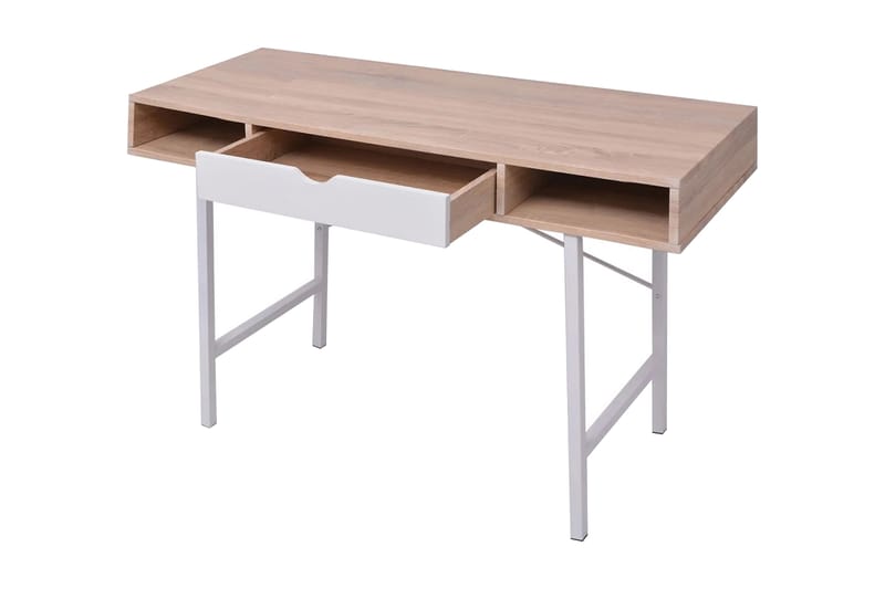 Skrivbord med 1 låda ek och vit - Flerfärgad - Skrivbord - Datorbord