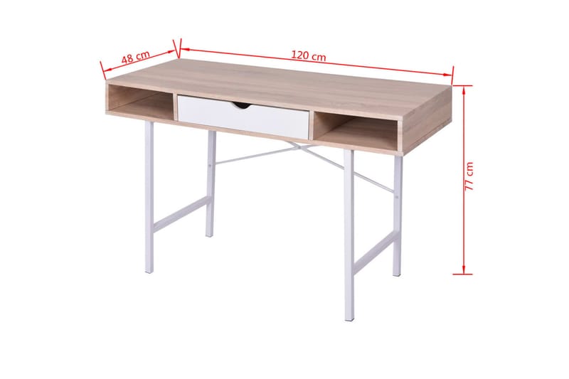 Skrivbord med 1 låda ek och vit - Flerfärgad - Skrivbord - Datorbord