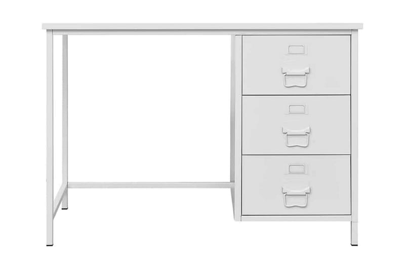 Skrivbord med lådor industriell vit 105x52x75 cm stål - Vit - Skrivbord - Datorbord