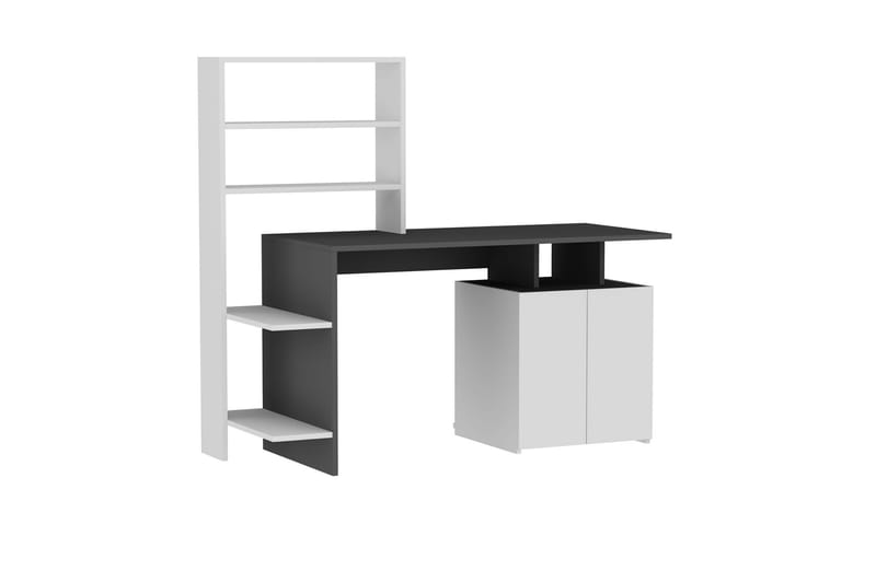 Skrivbord Melisin 146 cm med Förvaring Hyllor+Skåp - Vit/Antracit - Möbler - Bord & matgrupp - Kontorsbord - Skrivbord