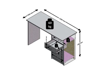 Skrivbord Melodi 123 cm med Förvaring Hylla + Låda + Skåp - Vit/Trä - Möbler - Bord & matgrupp - Kontorsbord - Skrivbord