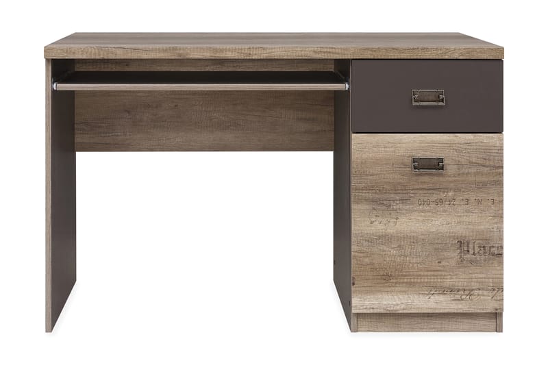 Skrivbord Minette 120 cm med Förvaring Låda + Skåp - Ekfärg/Grå - Skrivbord - Datorbord