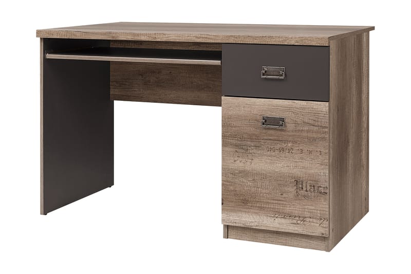 Skrivbord Minette 120 cm med Förvaring Låda + Skåp - Ekfärg/Grå - Skrivbord - Datorbord