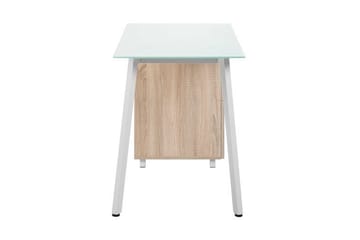Skrivbord Morante 130 cm med Förvaring 3 Lådor - Vit/Ljusbrun - Möbler - Bord & matgrupp - Kontorsbord - Skrivbord