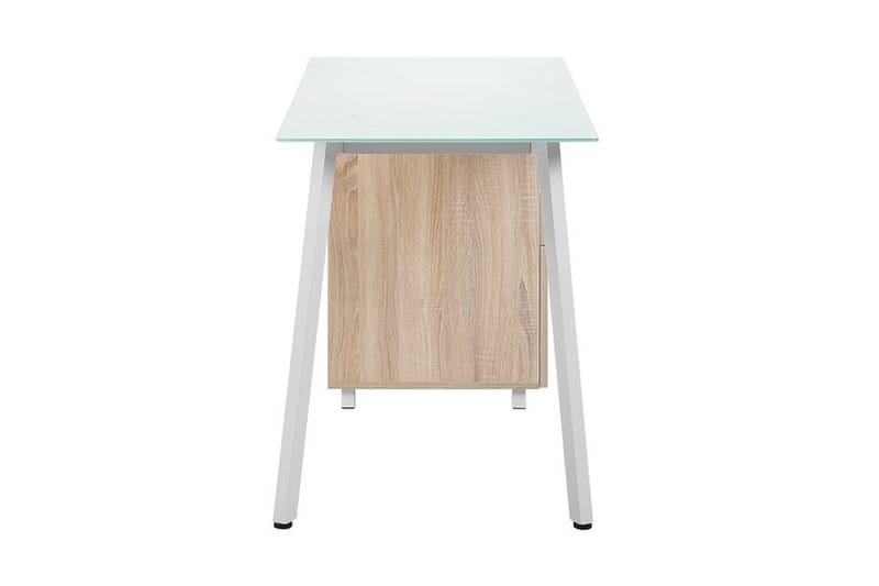 Skrivbord Morante 130 cm med Förvaring 3 Lådor - Vit/Ljusbrun - Möbler - Bord & matgrupp - Kontorsbord - Skrivbord