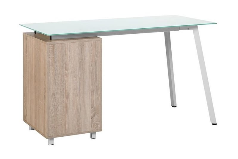 Skrivbord Morante 130 cm med Förvaring 3 Lådor - Vit/Ljusbrun - Möbler - Bord & matgrupp - Kontorsbord - Skrivbord