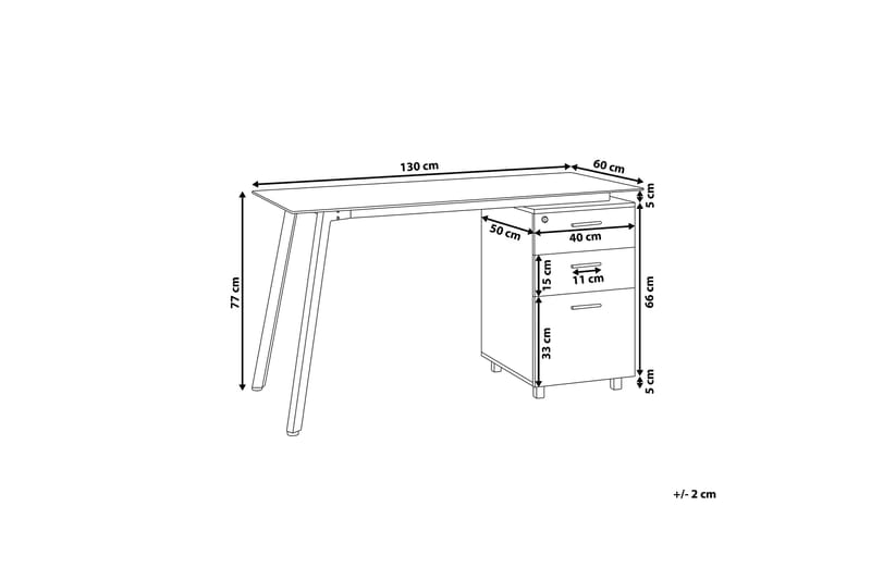 Skrivbord Morante 130 cm med Förvaring 3 Lådor - Vit/Ljusbrun - Skrivbord - Datorbord