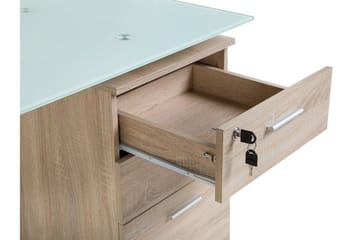 Skrivbord Morante 130 cm med Förvaring 3 Lådor - Vit/Ljusbrun - Möbler - Bord & matgrupp - Kontorsbord - Skrivbord
