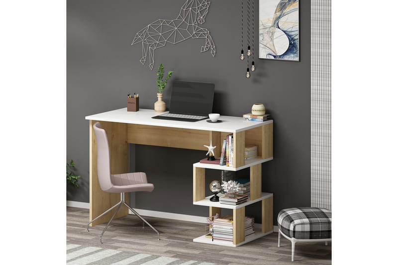 Skrivbord Myle 110 cm - Vit/Natur - Möbler - Bord & matgrupp - Kontorsbord - Skrivbord