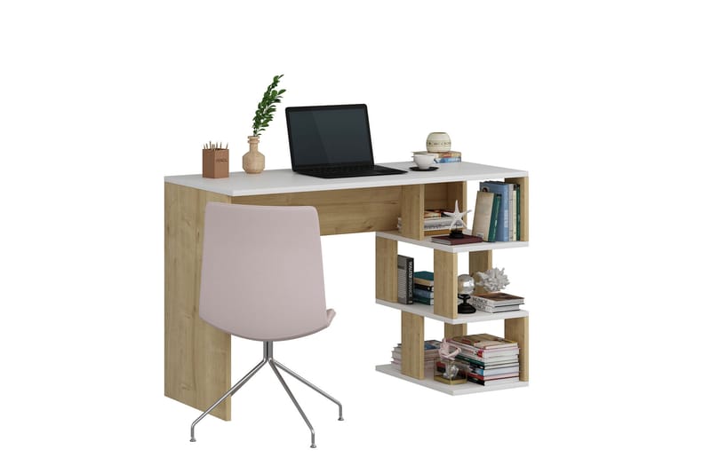 Skrivbord Myle 110 cm - Vit/Natur - Möbler - Bord & matgrupp - Kontorsbord - Skrivbord