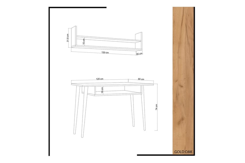 Skrivbord Naidaj 120 cm med Förvaring Vägghylla - Trä - Möbler - Bord & matgrupp - Kontorsbord - Skrivbord