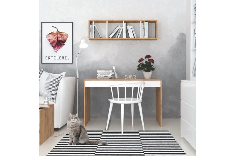 Skrivbord Naidaj 120 cm med Förvaring Vägghylla - Trä/Vit - Möbler - Bord & matgrupp - Kontorsbord - Skrivbord