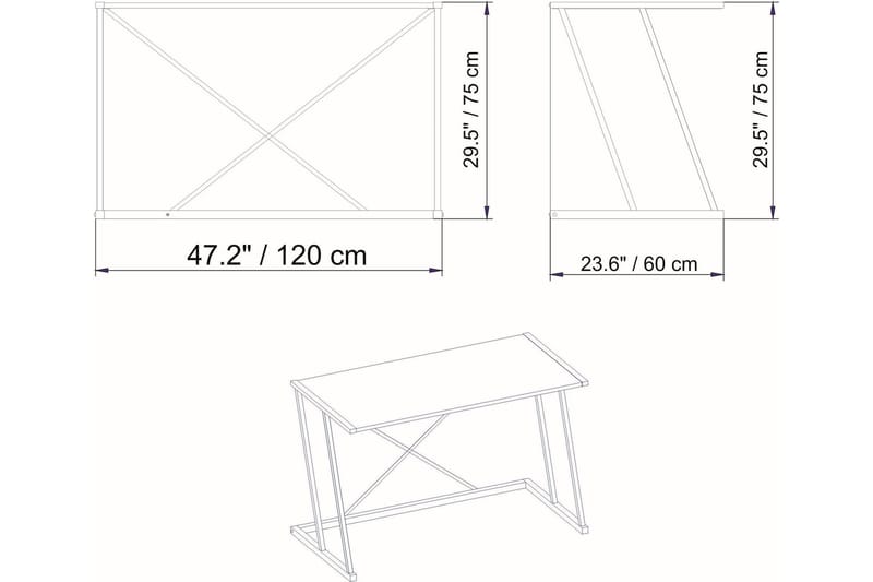 Skrivbord Oxaca 60x75x114 cm - Svart/Vit - Skrivbord - Datorbord