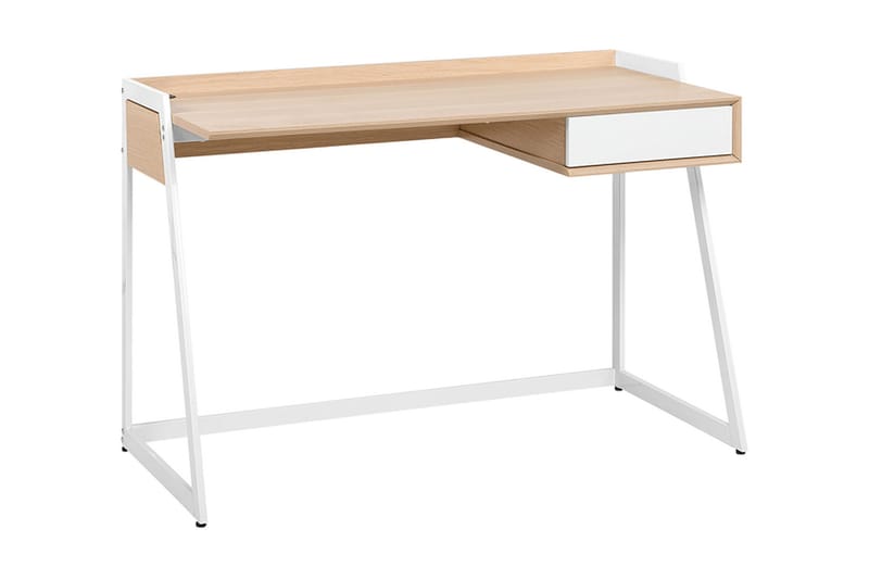 Skrivbord Quitoi 120 cm med Förvaring Låda - Vit/Ljusbrun - Möbler - Bord & matgrupp - Kontorsbord - Skrivbord