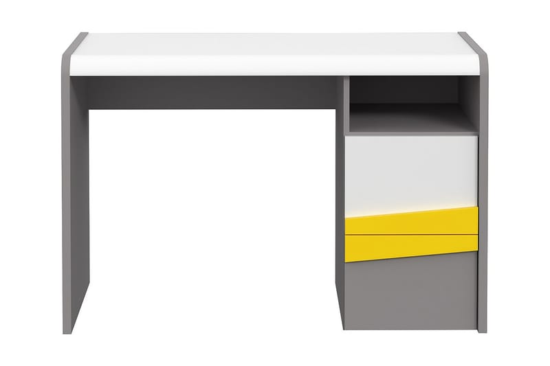 Skrivbord Sapareva 110 cm - Grå/Vit/Gul - Skrivbord - Datorbord
