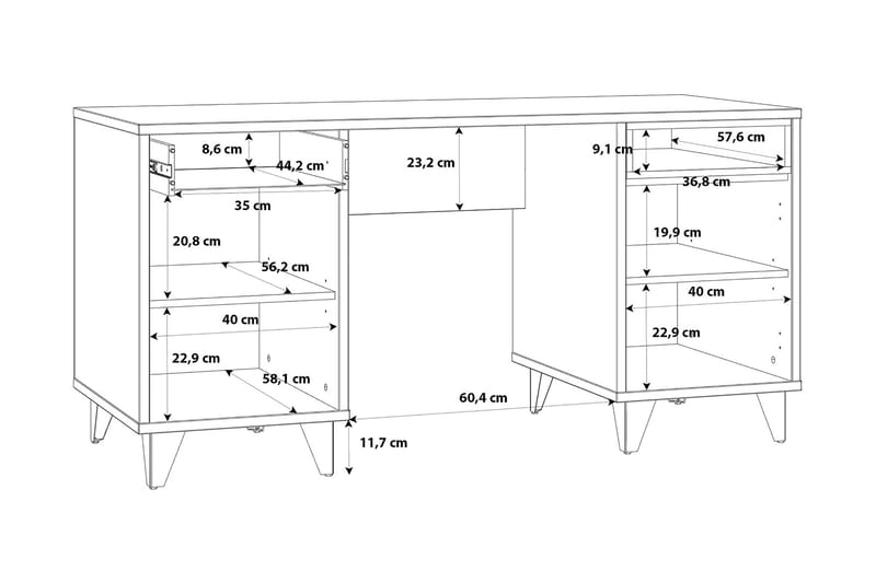 Skrivbord Sapes 150 cm - Brun/Grå - Skrivbord - Datorbord