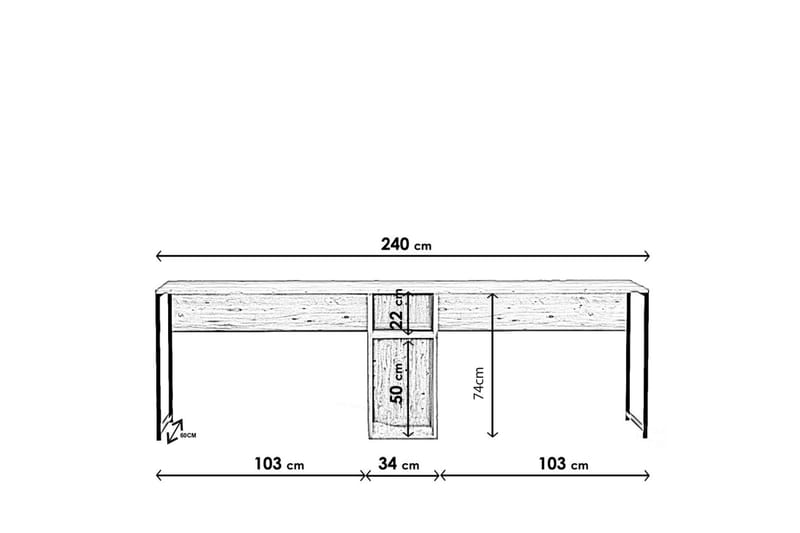 Skrivbord Selonnet 140 cm med Förvaring Hyllor - Natur/Svart - Möbler - Bord & matgrupp - Kontorsbord - Skrivbord