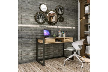 Skrivbord Shatz 115 cm med Förvaring Lådor + Hylla - Trä/Natur/Svart - Möbler - Bord & matgrupp - Kontorsbord - Skrivbord