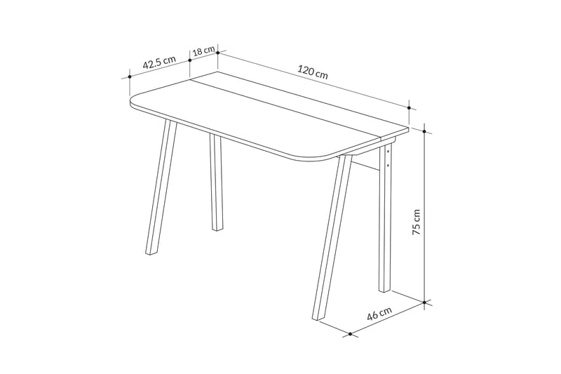 Skrivbord Shett 120x75x120 cm - Ljusbrun - Skrivbord - Datorbord