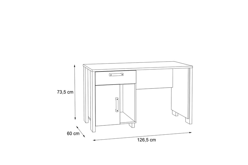 Skrivbord Tarasco 155 cm med Förvaring Skåp + Låda + Hylla - Brun/Grå - Skrivbord - Datorbord