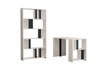Skrivbord Tibani 120 cm med Förvaring Hylla + Bokhylla - Vit/Antracit - Möbler - Bord & matgrupp - Kontorsbord - Skrivbord