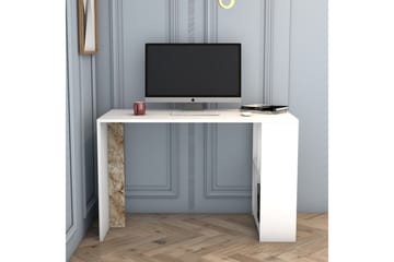 Skrivbord Tibani 120 cm med Förvaring Hylla Marmormönster - Vit - Möbler - Bord & matgrupp - Kontorsbord - Skrivbord