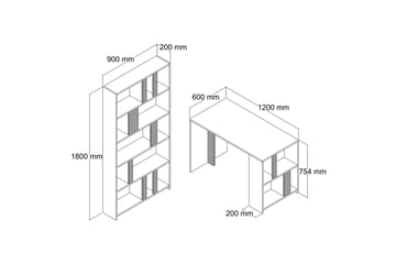 Skrivbord Tibani 120 cm med Förvaring Hylla Marmormönster - Vit/Svart - Möbler - Bord & matgrupp - Kontorsbord - Skrivbord
