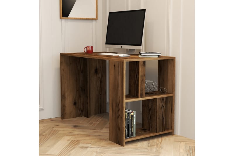 Skrivbord Tibani 120 cm med Förvaring Hylla - Valnötsbrun - Skrivbord - Datorbord