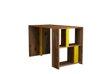Skrivbord Tibani 120 cm med Förvaring Hylla - Valnötsbrun/Gul - Möbler - Bord & matgrupp - Kontorsbord - Skrivbord