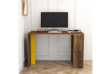 Skrivbord Tibani 120 cm med Förvaring Hylla - Valnötsbrun/Gul - Möbler - Bord & matgrupp - Kontorsbord - Skrivbord