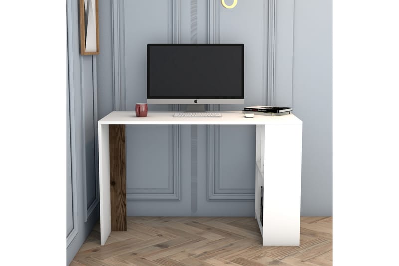 Skrivbord Tibani 120 cm med Förvaring Hylla - Vit/Valnötsbrun - Skrivbord - Datorbord