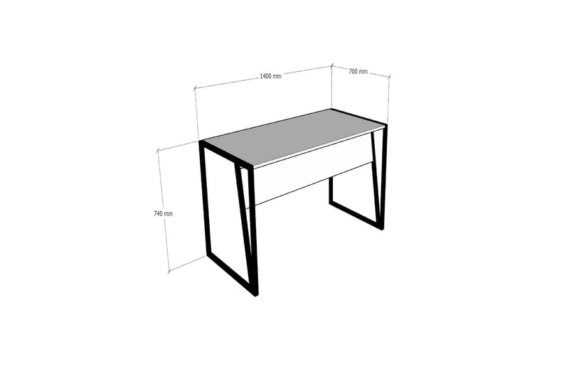 Skrivbord Tifany 140 cm - Vit/Svart - Skrivbord - Datorbord
