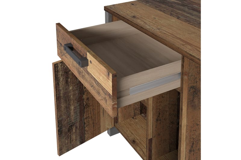 Skrivbord Treknow 127 cm med Förvaring Låda + Skåp - Brun/Grå - Skrivbord - Datorbord