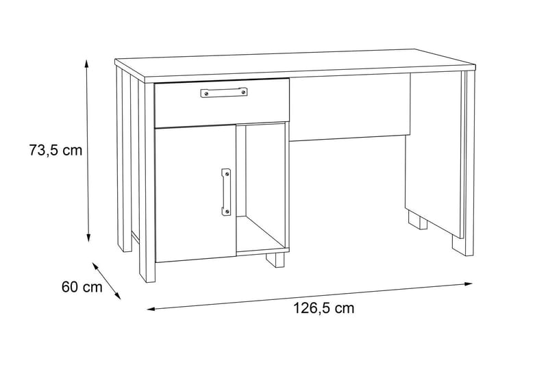Skrivbord Treknow 127 cm med Förvaring Låda + Skåp - Brun/Grå - Skrivbord - Datorbord